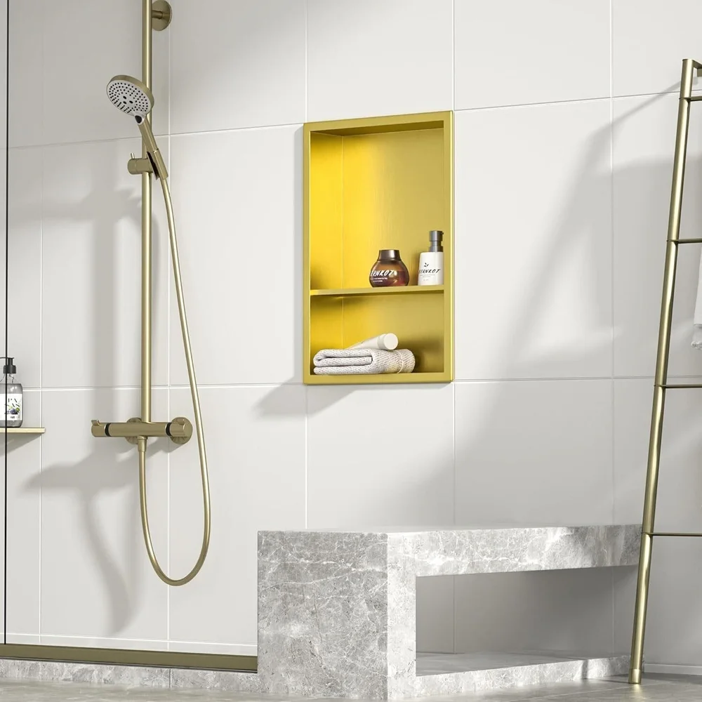 Gold Over-Mounted Bath Storage Niche